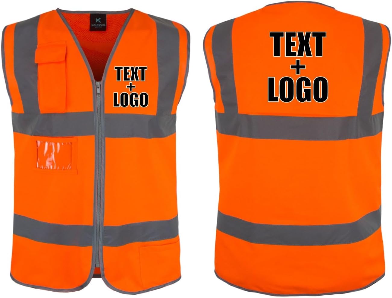 Custom Safety Vest, High Visibility Reflective - Customized your Logo - Yellow - Orange - Protective Workwear