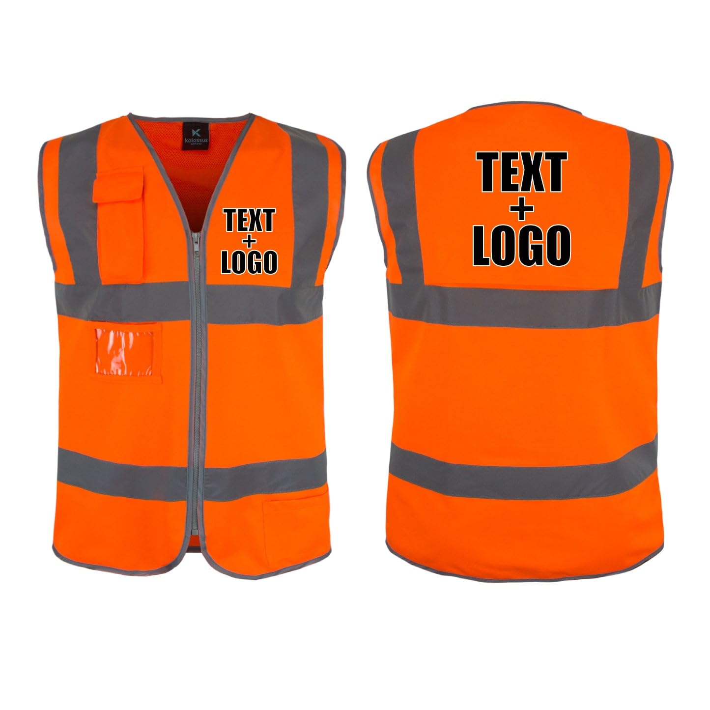Kolossus Custom High Visibility Vest Personalized (Orange, X-Large)
