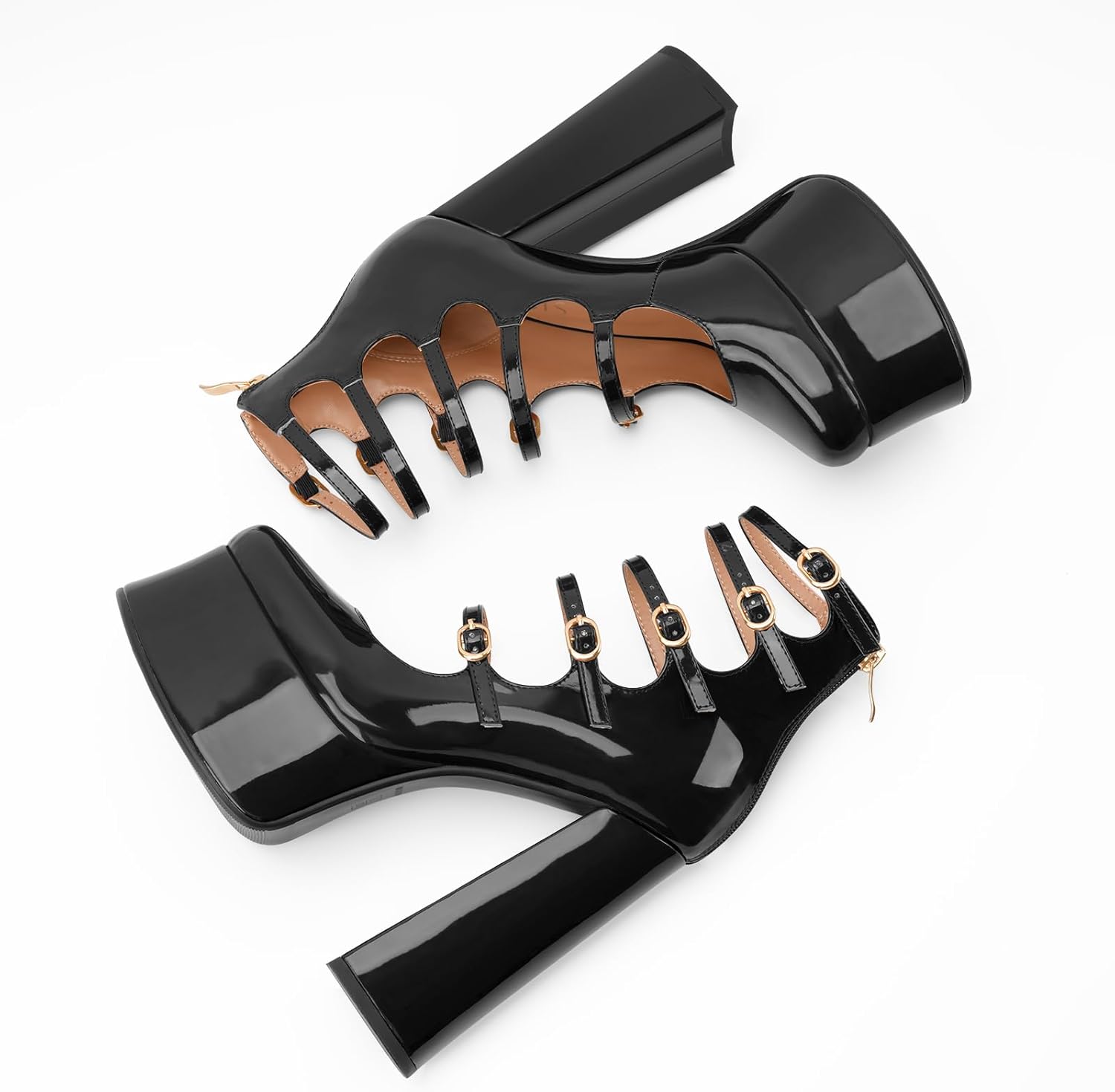 Women's Platform Mary Janes Chunky Block High Heels Ankle Short Boots Closed Toe Strappy Booties Gothic Lolita Shoes