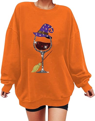 Correr de manga larga con estampado de Halloween cuello redondo de manga larga casual básico Pullover Top Artículos de mujer
