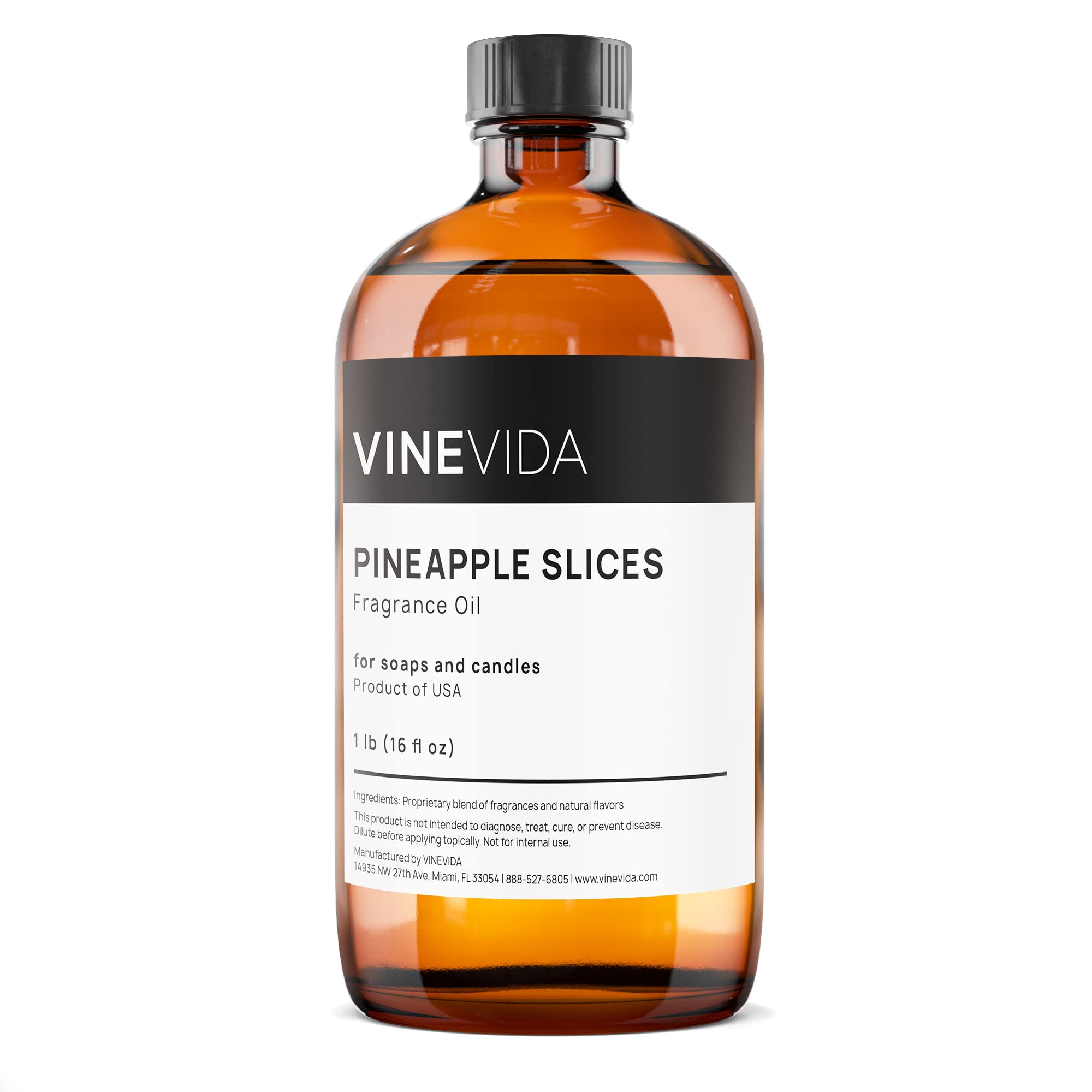 VINEVIDA [16oz] Pineapple Slices Fragrance Oil for Candle Making Scents for Soap Making, Perfume Oils, Soy Candles, Home Scents Oil Diffusers, Bath Scent Bomb Oils, Linen Spray, Lotions, Car Freshies