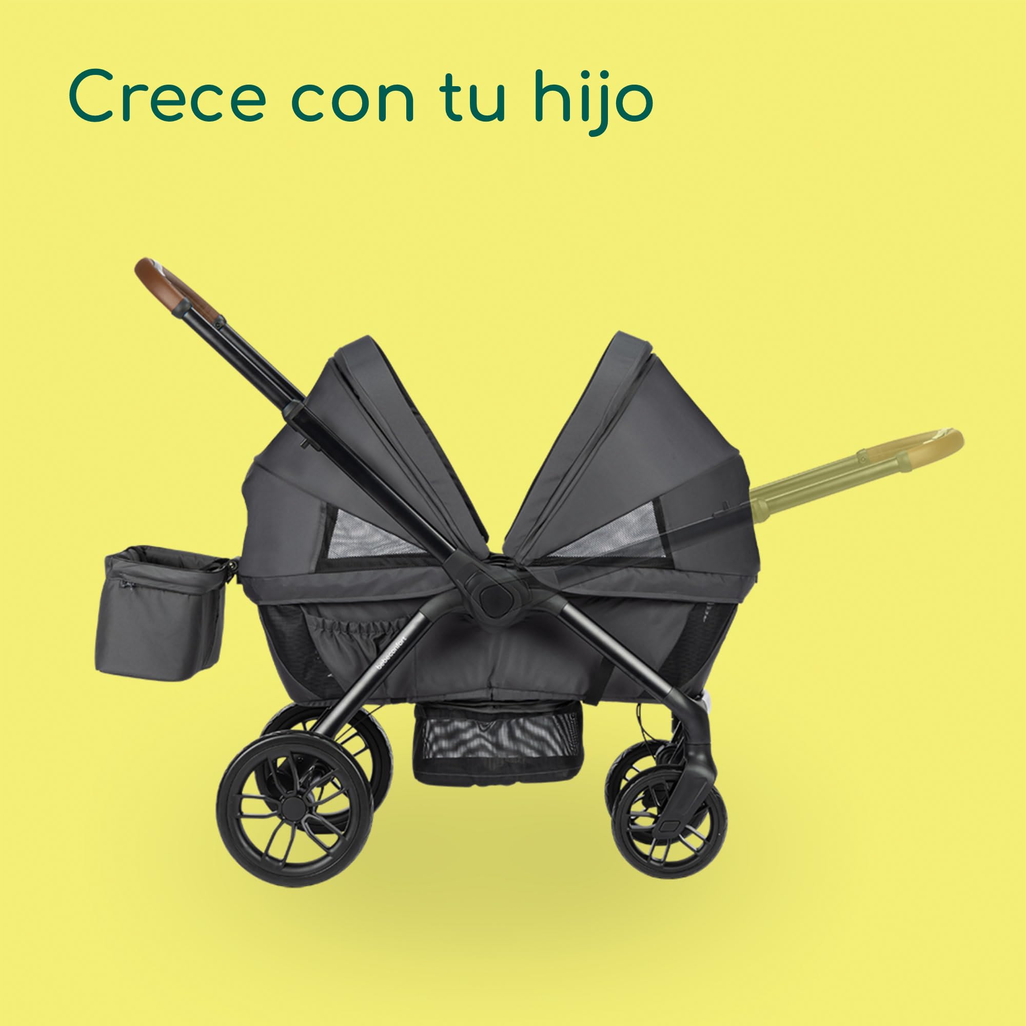 Bebeconfort Helios, Cochecito Gemelar Bebé desde el Nacimiento, 0-4 Años, 0-22 kg, 2 Asientos Enfrentados, Grandes Ruedas Todoterreno, Plegado Compacto, Carro Bebé, Capota Protectora, Mineral Graphite