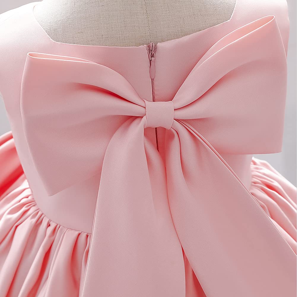 IBAKOM Baby Mädchen Bowknot Tutu Prinzessin Ballkleid Geburtstag Party Hochzeit Taufe Brautjungfer Kommunion Kleid, Rosa, 6-7 Jahre