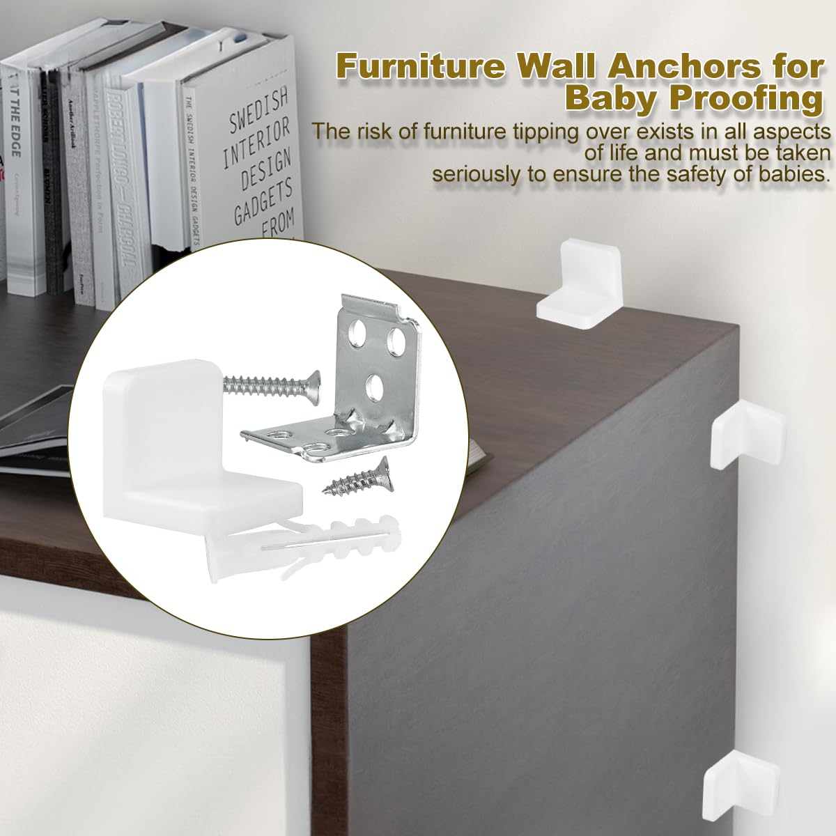 Furniture Anchor Kit 10 Sets Wall Anchors for Furniture with Screws Drilling to Install