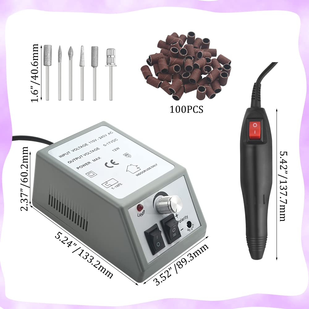 Grey: Lilys Pet 20,000 RPM Light Type Professional Electric Nail Art Salon Drill Glazing Fast Machine, Electric Nail Art File Drill with 1 Pack of Sanding Bands (Grey) 3