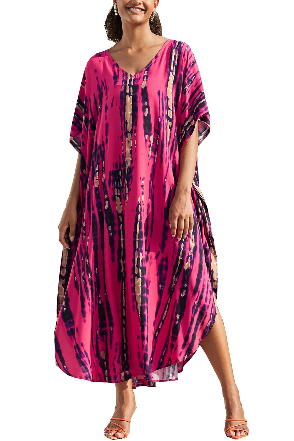 Cárdigan Largo Caftán Kimono para Mujer Bohemio Ropa de Salón Vestido de Playa de Gran Tamaño