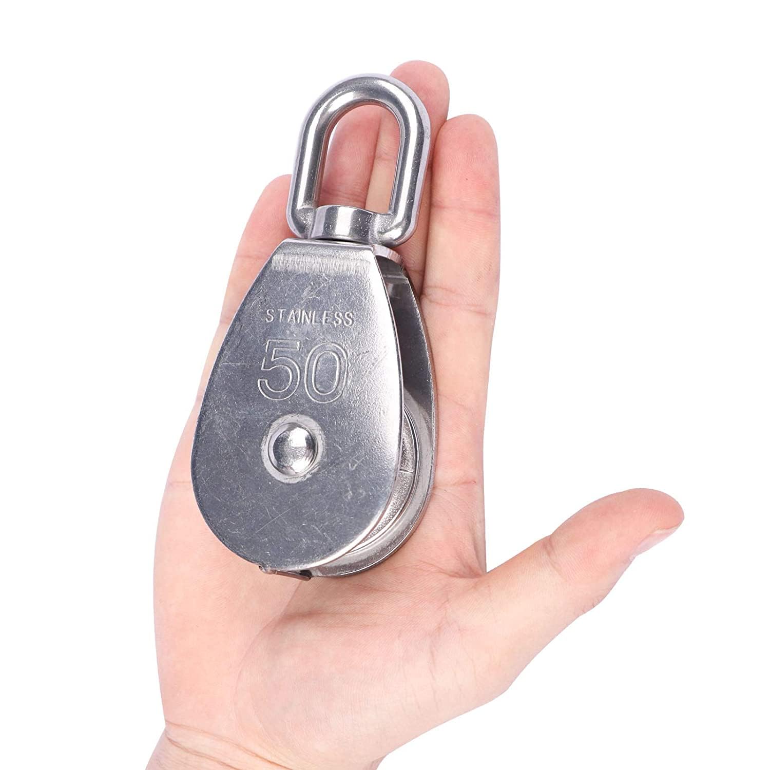 YAMASO, Lot de 4 poulies simples en acier inoxydable 304 M50 Argenté