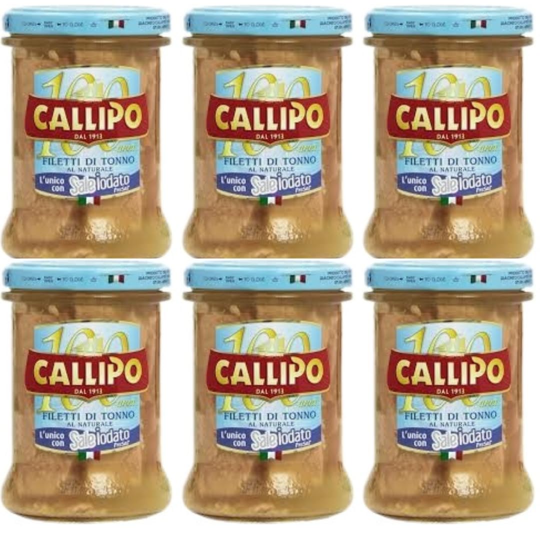 6X Confezione Per Callipo Filetti di Tonno al Naturale, Tonno in Vasetto, 200 gr, Confezione da 6