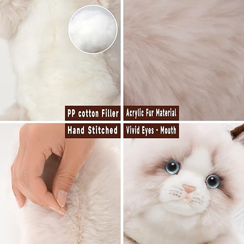 Miniatura 5 de CU-MATE Gato Ragdoll Gris de Peluche de 20 Pulgadas - Juguetes de Animales de Peluche - Juguete de Peluche Realista de Gato Ann Baker Hecho a Mano