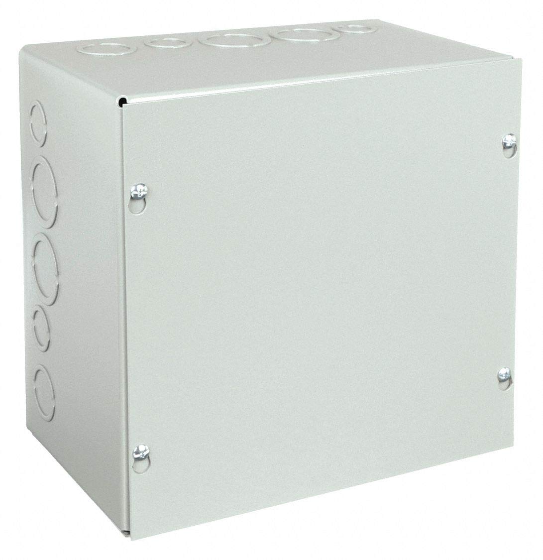 Wiegmann SC101006 SC-Series NEMA 1 Screw Cover Wallmount Pull Box with Knockouts, Painted Steel, 10" x 10" x 6"