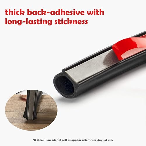 Miniatura 3 de Tira de sellado para puertasventanas, sellos de respaldo autoadhesivos con gran espacio, fácil de cortar a tamaño 1 (negro, 18 pies)