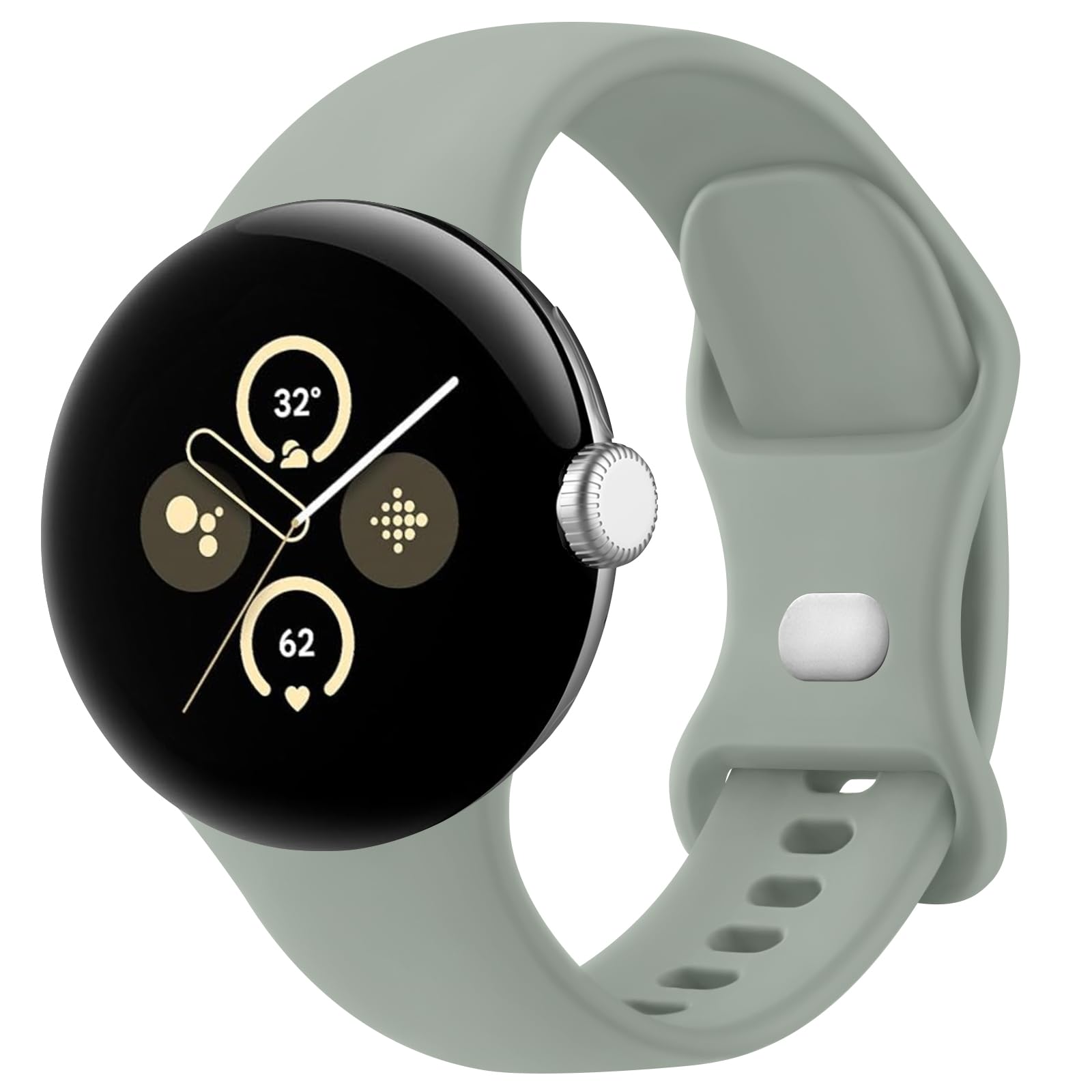 Tobfit Silicone Strap for Google Pixel Watch 3 41mm / Pixel Watch 2 Bands (2024/2023/2022), Waterproof Sport Replacement Band(L, Grey)-picture-11