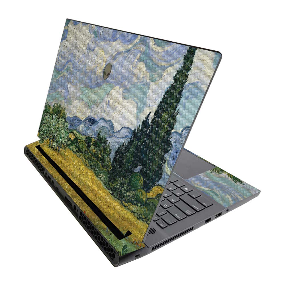 MightySkins Carbon Fiber Skin for Alienware M17 R3 (2020) & M17 R4 (2021) - Wheatfield with Cypresses | Durable Textured Carbon Fiber Finish | Easy to Apply | Made in The USA