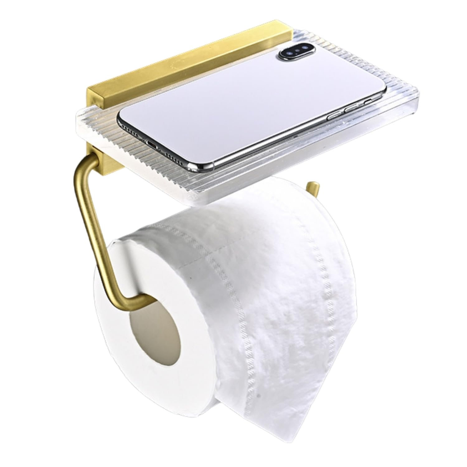 Toilettenpapierhalter Mit Ablage – Mattschwarz, Aus Zinklegierung, Wandmontage, 18x10,9 Cm