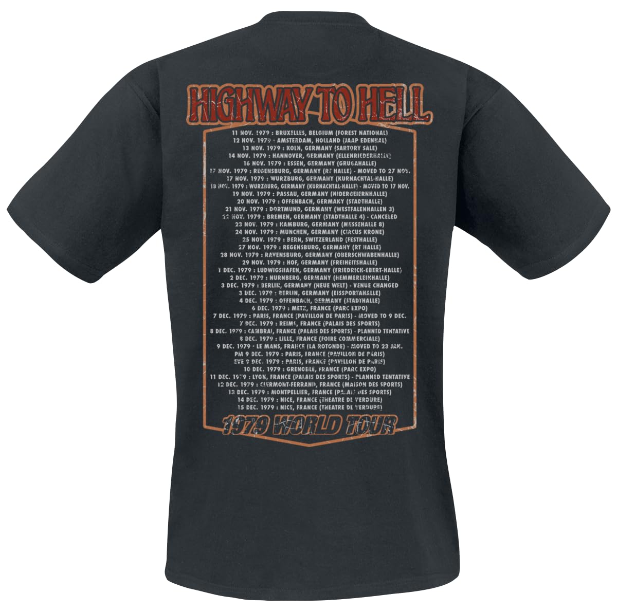 AC/DC Highway to Hell Tour '79 Männer T-Shirt schwarz Band-Merch, Bands