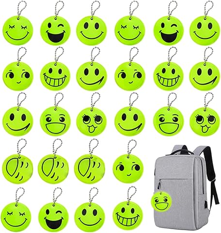30 PCS Colgantes Reflectores de Seguridad, Llaveros Niños Llavero Reflector, Colgante Reflectante de Noche Llavero Reflector, para Caminando, Ciclismo, Ropa, Mochilas, Cochecitos