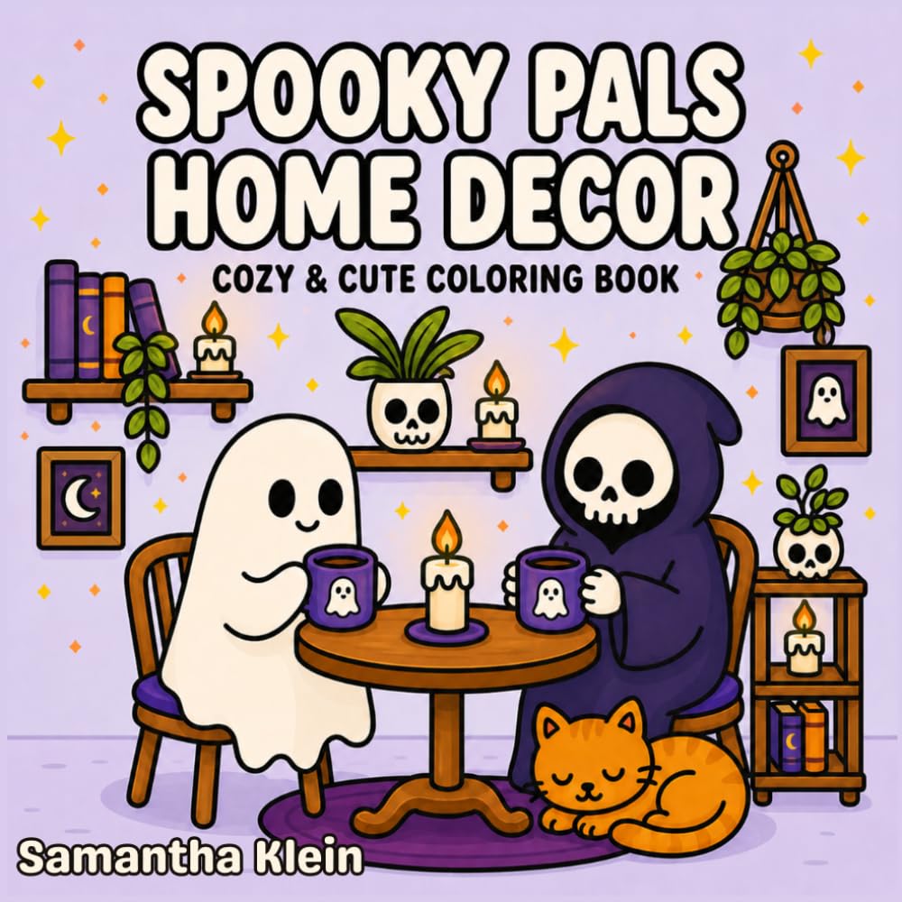 Spooky Pals Home Decor: A Hygge-Inspired Cozy & Cute Halloween Bold & Easy Coloring Book for Kids and Adults (Pals Series)