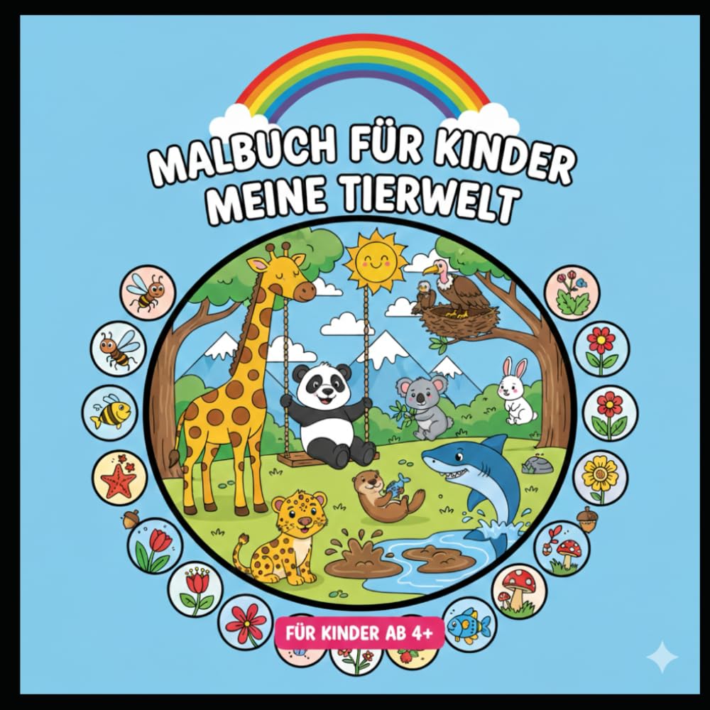 Malbuch für Kinder - Meine Tierwelt: Malbuch für Kinder ab 4 Jahre und Erwachsene zum Entspannen, Tiere aller Art zum ausmalen, 51 Seiten, Große Tierwelt