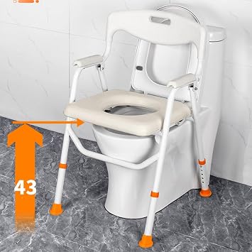 GLJ Folding Commode Mobile Folding Toilet Chair, Portable Lightweight Camping Toilet, Adjustable High-carbon Steel Comfortable Bathing Chair