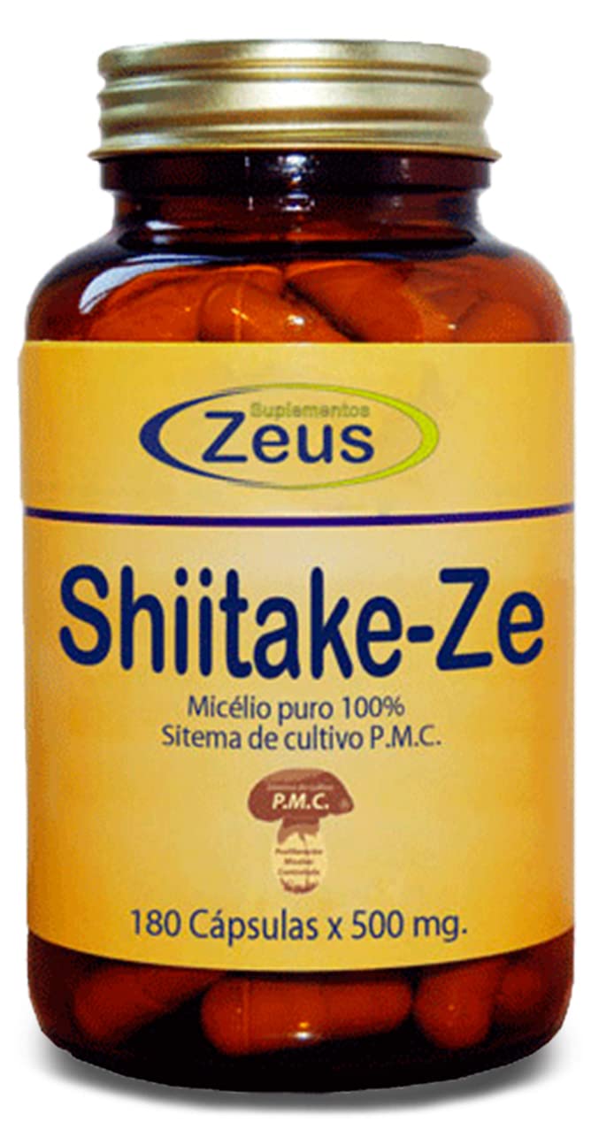Suplementos Zeus SHIITAKE-ZE | Contribuye al funcionamiento normal del sistema inmunitario | Complemento Alimenticio a base de Shiitake y Vitamina C | 100% Vegano | 180 Cápsulas Vegetales