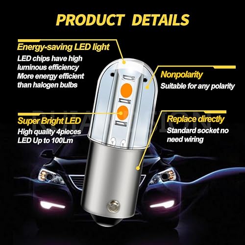 Miniatura 2 de Ruiandsion BA9S - Bombilla LED de 6 V BA9 1895 1891 53 57 47830 64111 3893 amarillo 3030 4SMD chipsets bombillas LED de repuesto para luces