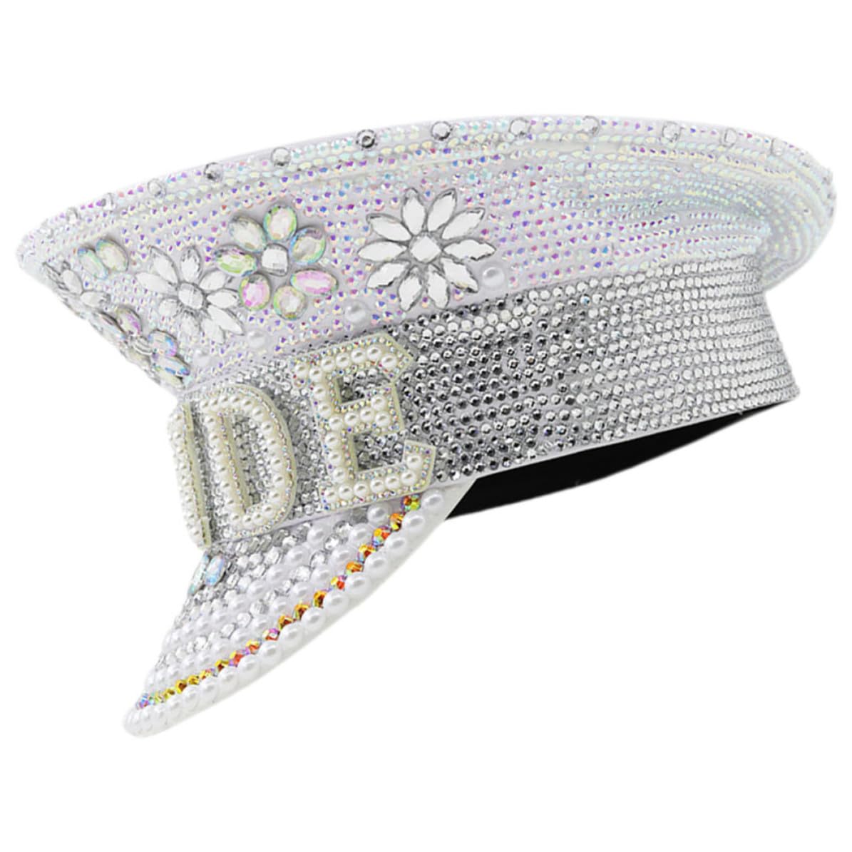 Garneck Sombrero Blanco Cómodo y Ajustable para Novia Incrustaciones de Gemas de Imitación Adecuado para Despedidas de Soltera y Eventos Obsequios