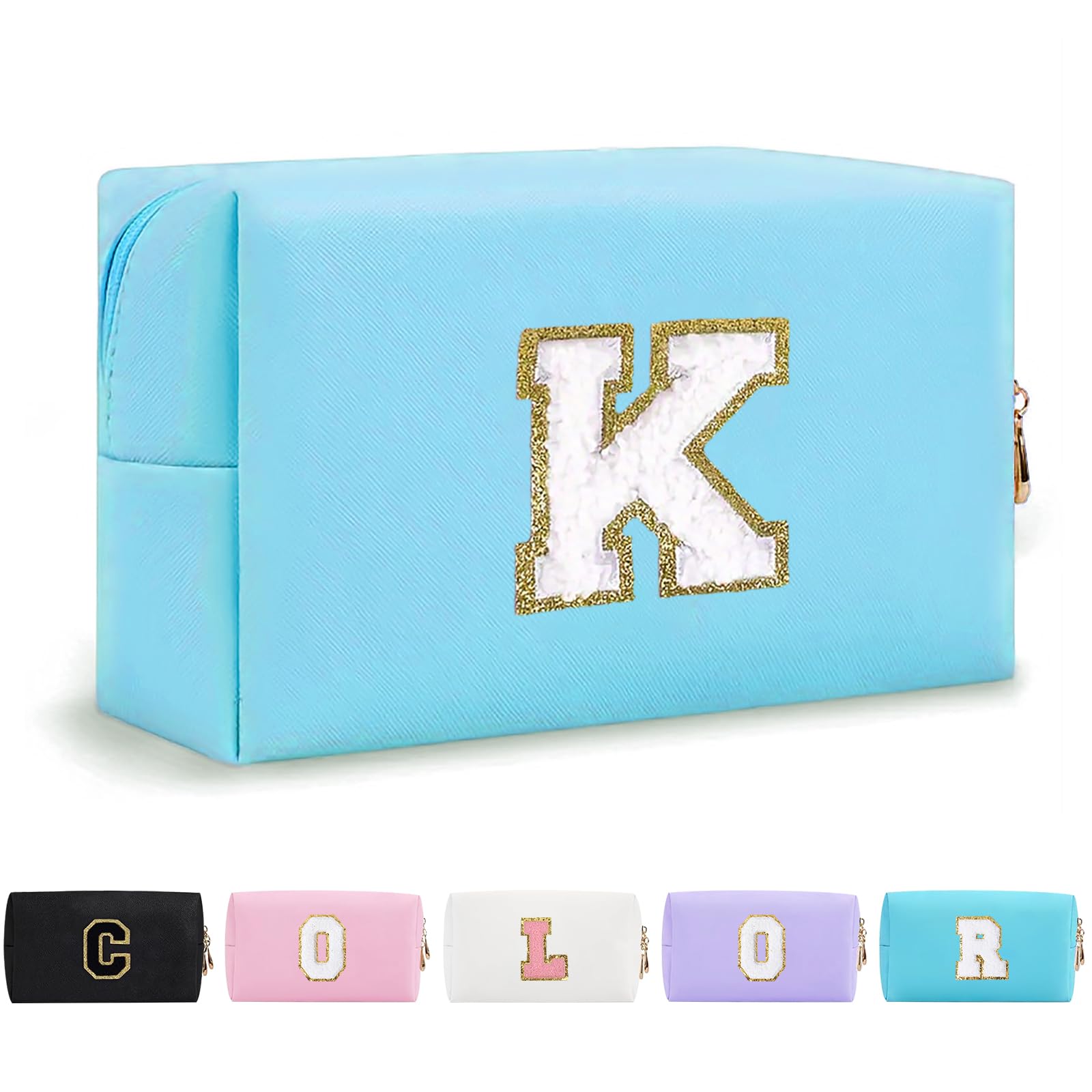 Bolsa de Maquillaje, Bolsa de Cosméticos Impermeable de Viaje, PU Cuero, Neceser de Baño, Bolsa De Aseo Y Almacenamiento para Mujer,Cosas Preppy para niñas Adolescentes (Letra A-Z) — view 218