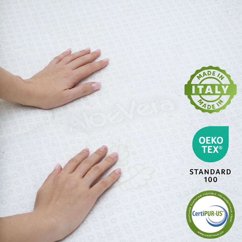 Fusion Materassi Materasso Singolo 160x190 cm, Waterfoam Alta Densità 20 cm, Sfoderabile con Zip, Rivestimento Aloe Vera, Ortopedico Ergonomico, Made in Italy (160 x 190 cm)