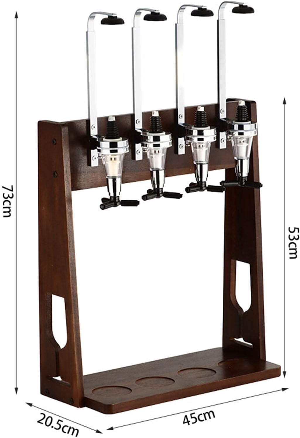 Distributeur d'alcool autonome pour 4 bouteilles – Distributeur de boissons de bureau en bois pour bar, pub et restaurant – Porte-bouteille à l'envers