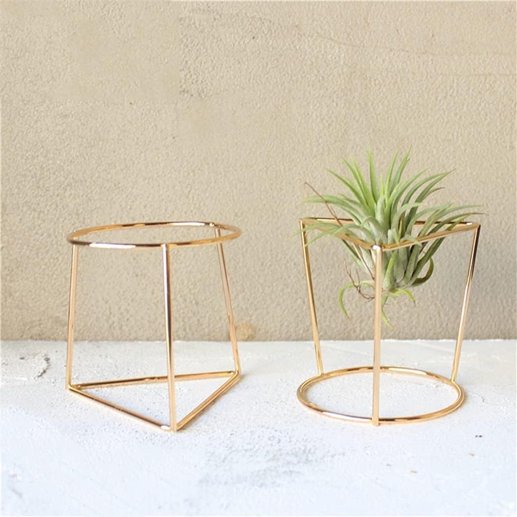 2 Pctraditional Geometric Decoration Flower Pot Geometric Metal Rack Plant Care Display Holder