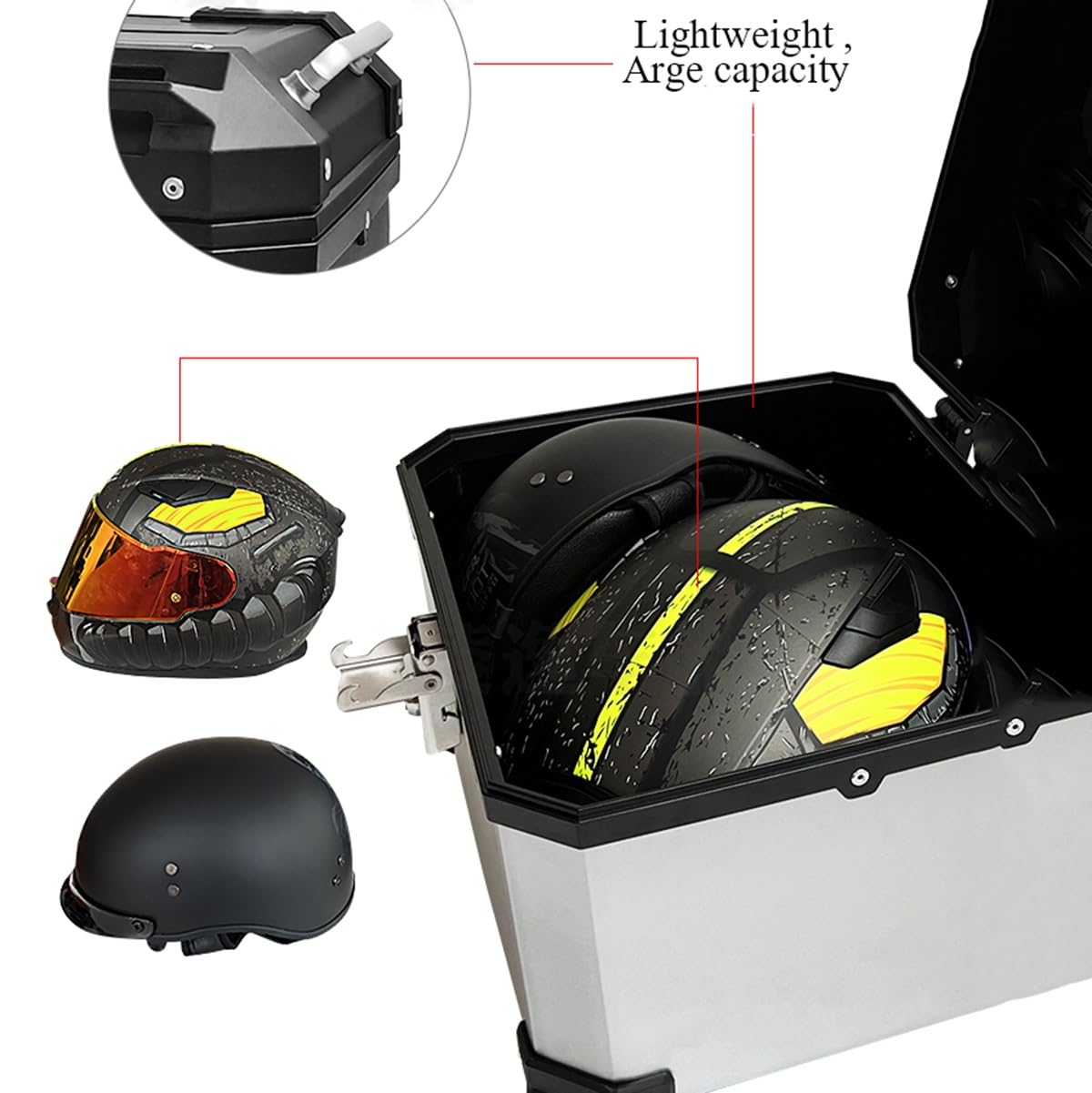 45L Motorrad-Topbox – Wasserdicht, Mit Rückenlehne & Schloss, Für Helm & Zubehör