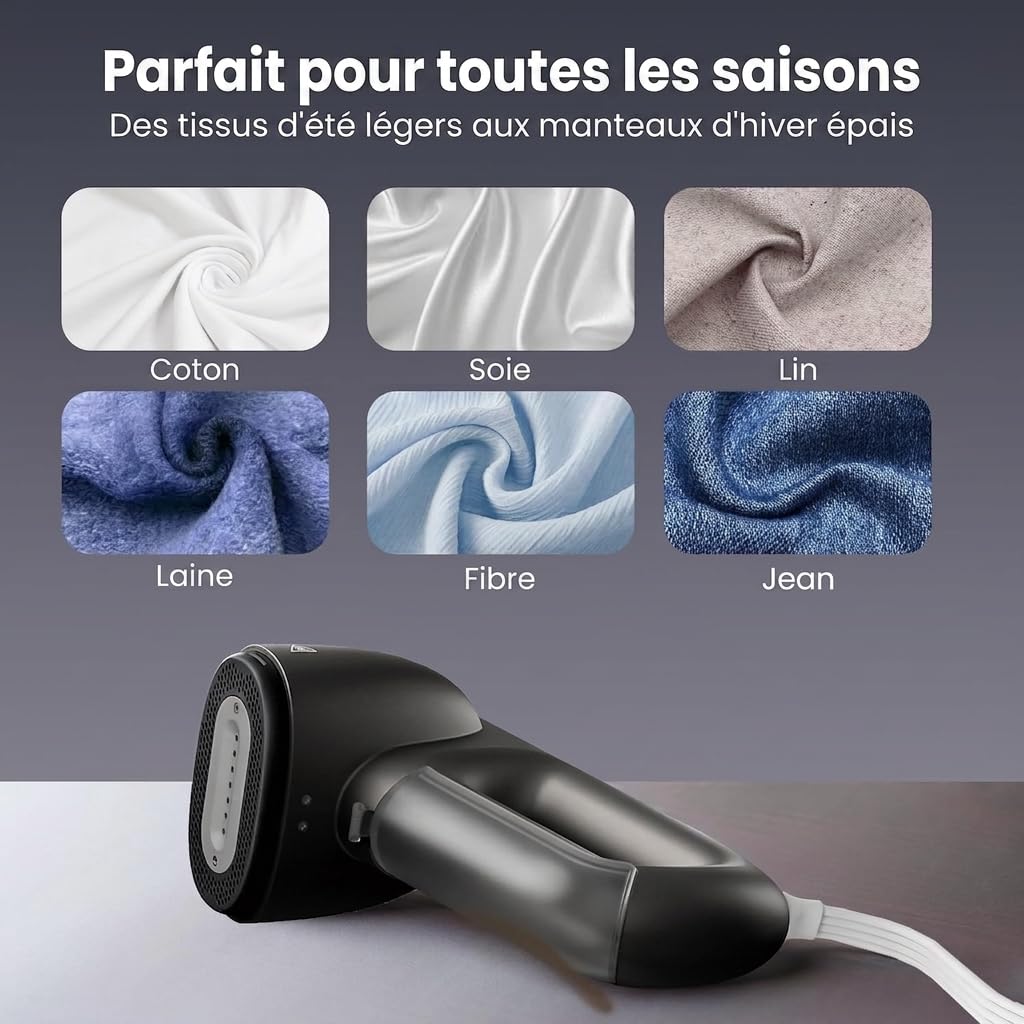 Neakasa Magic1 - Défroisseur vapeur vêtement - Aspiration + repassage vertical 1 main - Portable pour voyage - Prêt à porter sans trace eau - 220-240V(Anthracite)