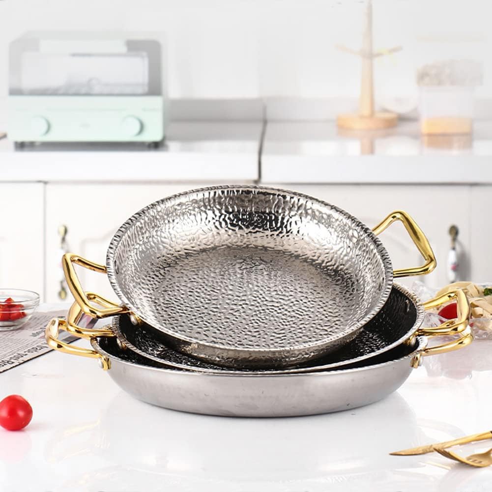 Paellera Española De Acero Inoxidable 304, Sartén De Mariscos Antiadherente De 4 Tamaños con Mangos Remachados para Hogares O Restaurantes, 30cm