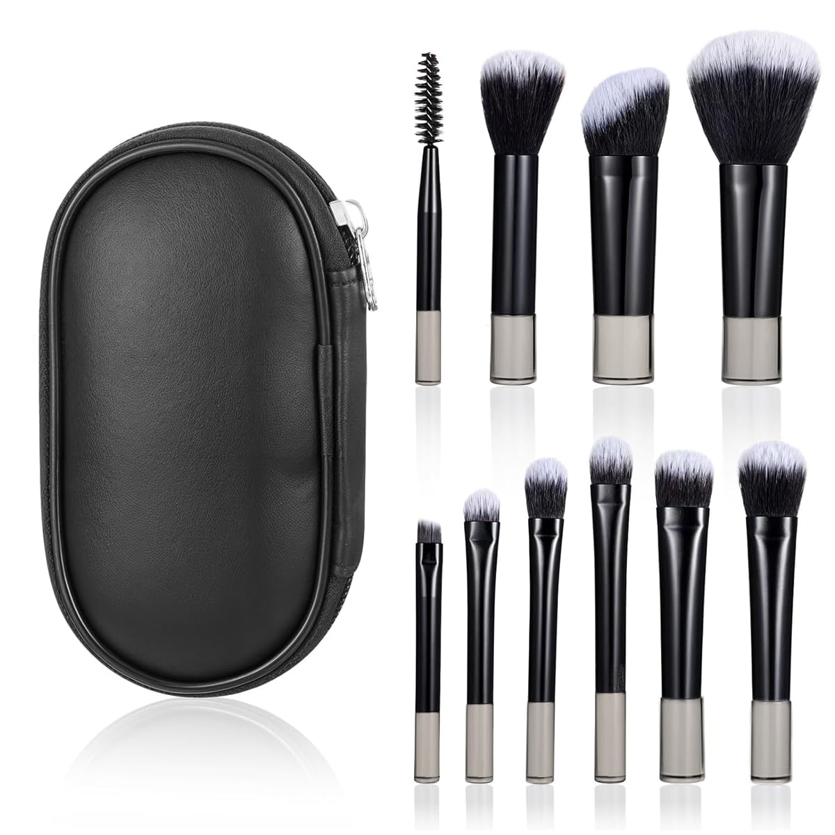 maycreate MAYCREATE® 10Pcs Makeup Brush Set Professional Travel Brush Sets in Makeup, Portable ON THE GO Face Eye Makeup Brushes with Pouch, Synthetic Fibres and Easy Blending for Cream, Liquid & Powder-picture-7