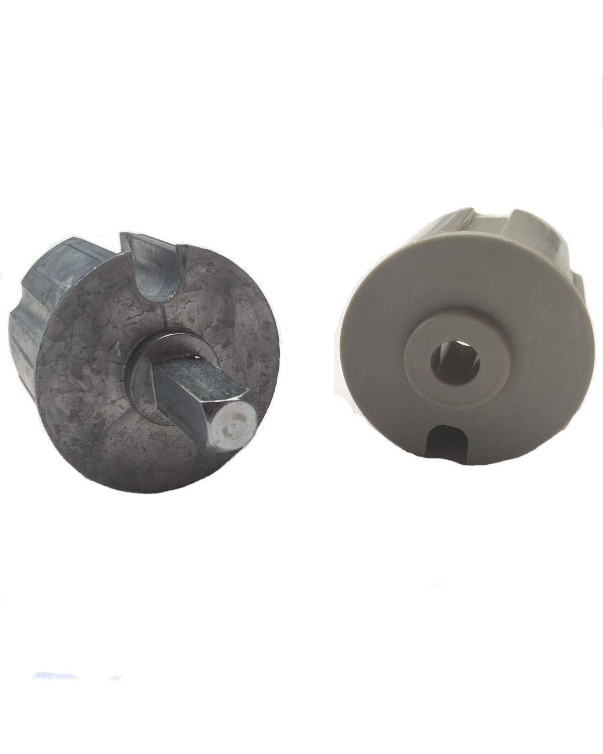 Teletoldo Casquillos para Toldo 60mm | Juego de 2 Cantoneras (Máquina + Pivote) | Compatible con Cuadradillo 13x13 | Metálico + Plástico Reforzado | Repuesto Profesional
