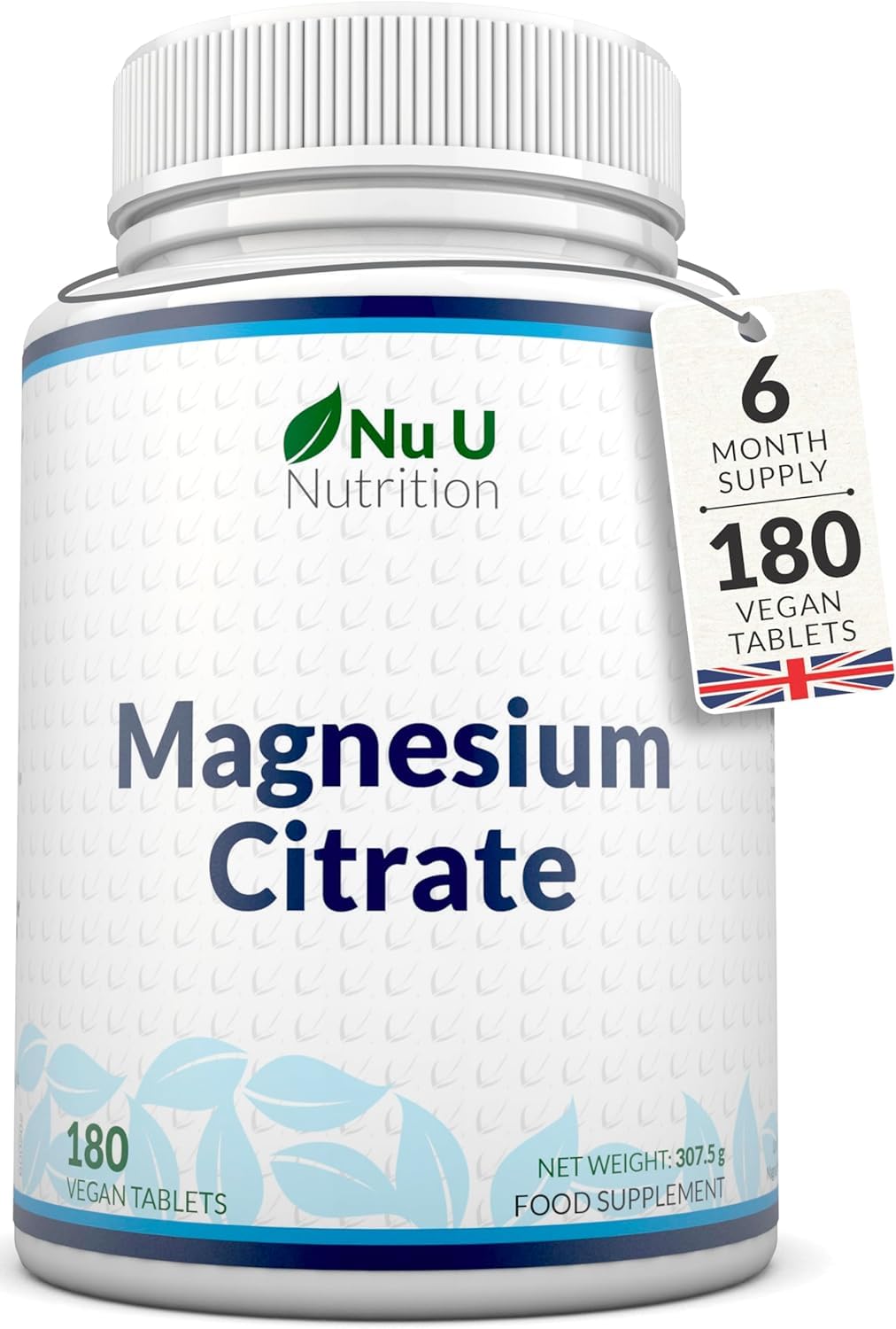 Magnesium Citrate 700 mg - 180 Vegan Tablets - High Dose 200 mg per Tablets - 6 Month Supply - Nu U Nutrition