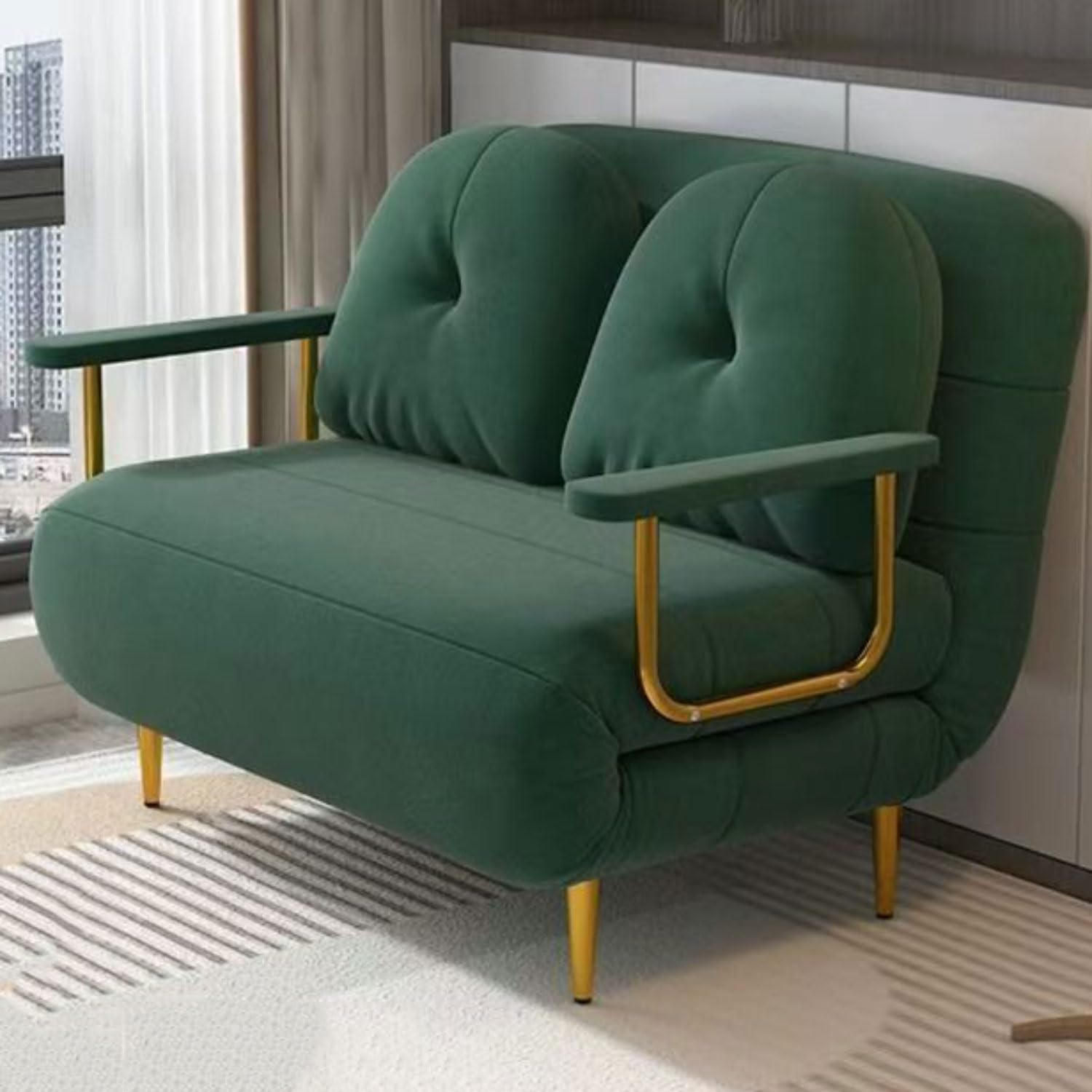 GWFBLID Folding Sofa Bed Portable Fold Out Chair Bed with Back Support Convertible Futon Settee Futon Recliner Lounge Recliner Sleeper Sofa for Living Room Spare Room Bedroom Fold Out Chair Bed
