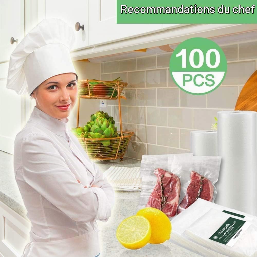 O2frepak 100Sac Sous Vide Alimentaire 200µm35x50cm SansBPA LFGB Congélation