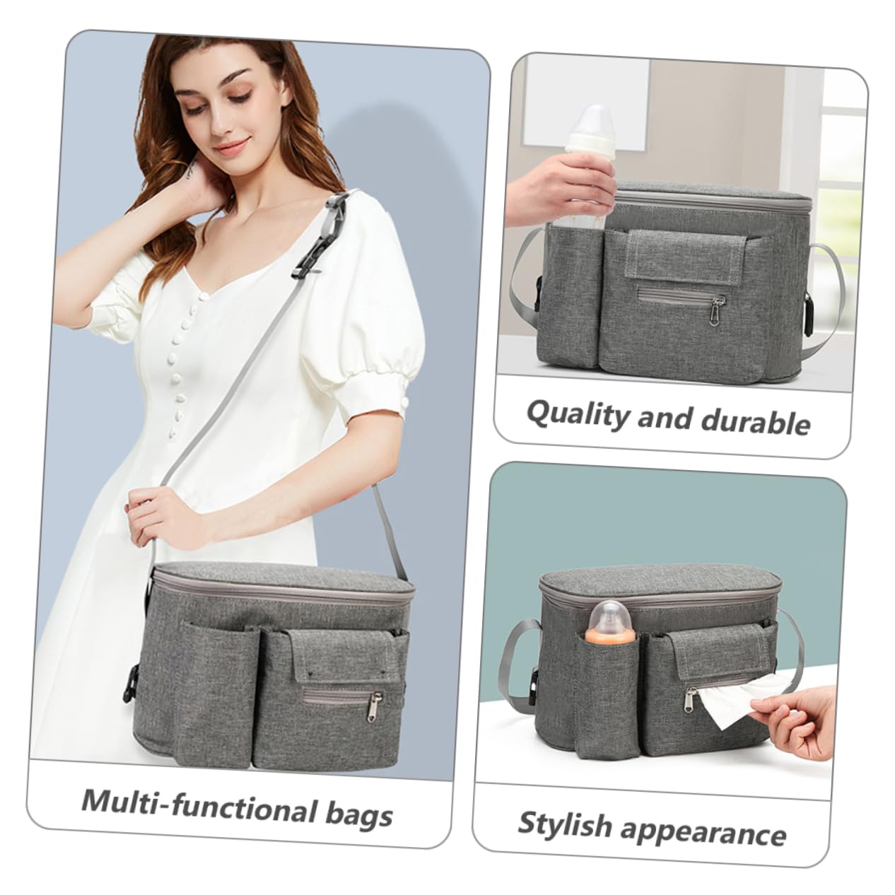 Bolsa para Pañales Multifunción para Cochecito, Nailon