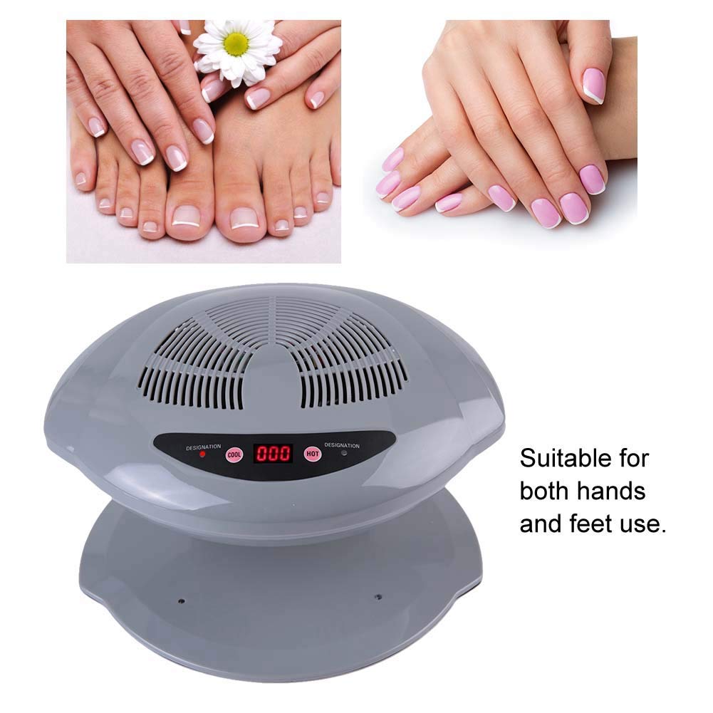Professional Nail Dryer,Air Nail Dryer for Both Hands and Feet,400W Air Nail Fan Blow Dryer for Regular Nail Polish Automatic Sensor Warm Cool Breeze Home and Salon Use Grey US Plug 110V