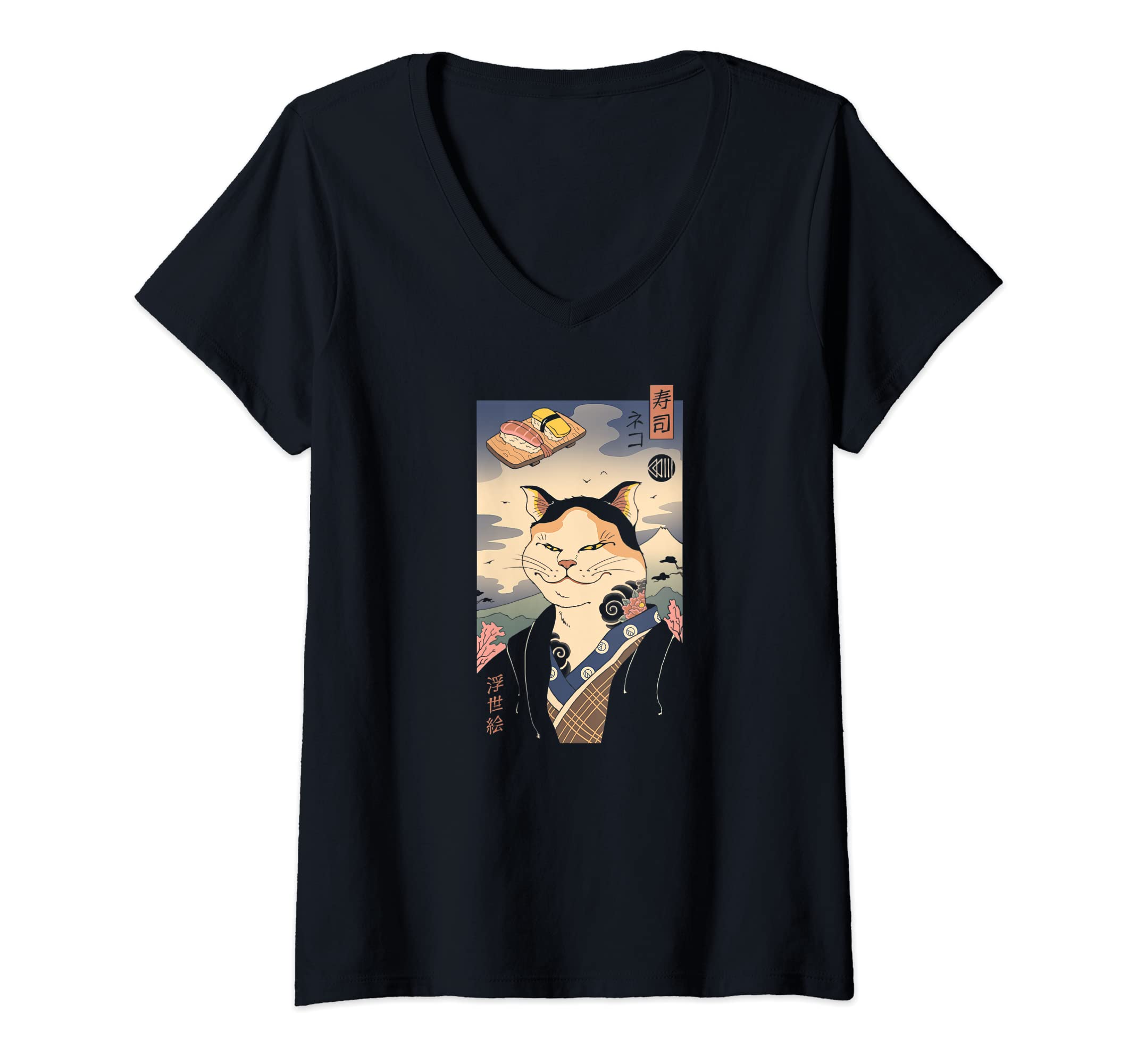 Womens Nekoyo-e V-Neck T-Shirt