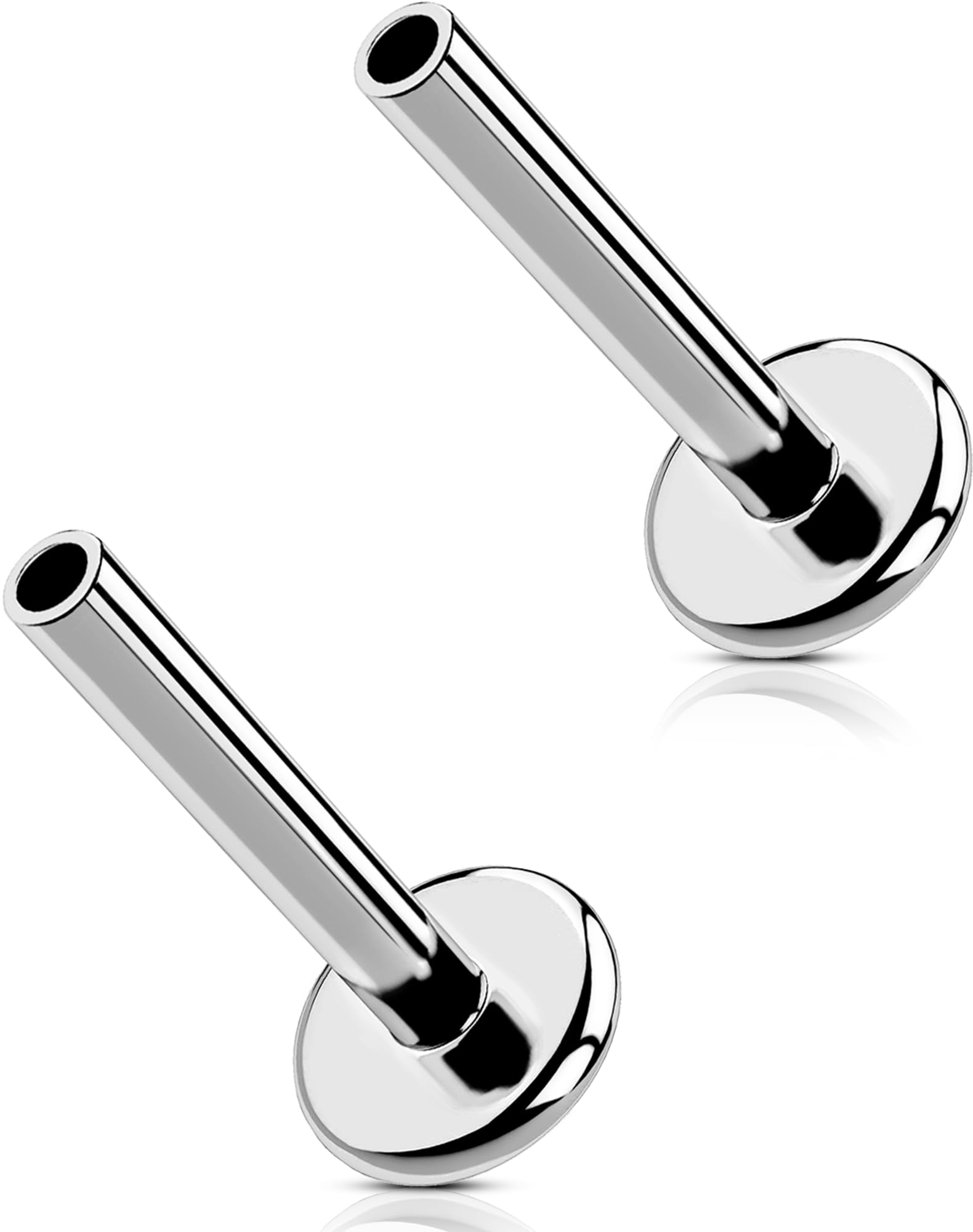 G23 Titanium Flat Back Post (Post Only), Threadless Push Pin &amp; Internally Threaded, 16G/18G/20G, 4.5-14mm, Silver/Gold/Black, Round/Heart/Star/Flower Base for Nose, Helix, Tragus