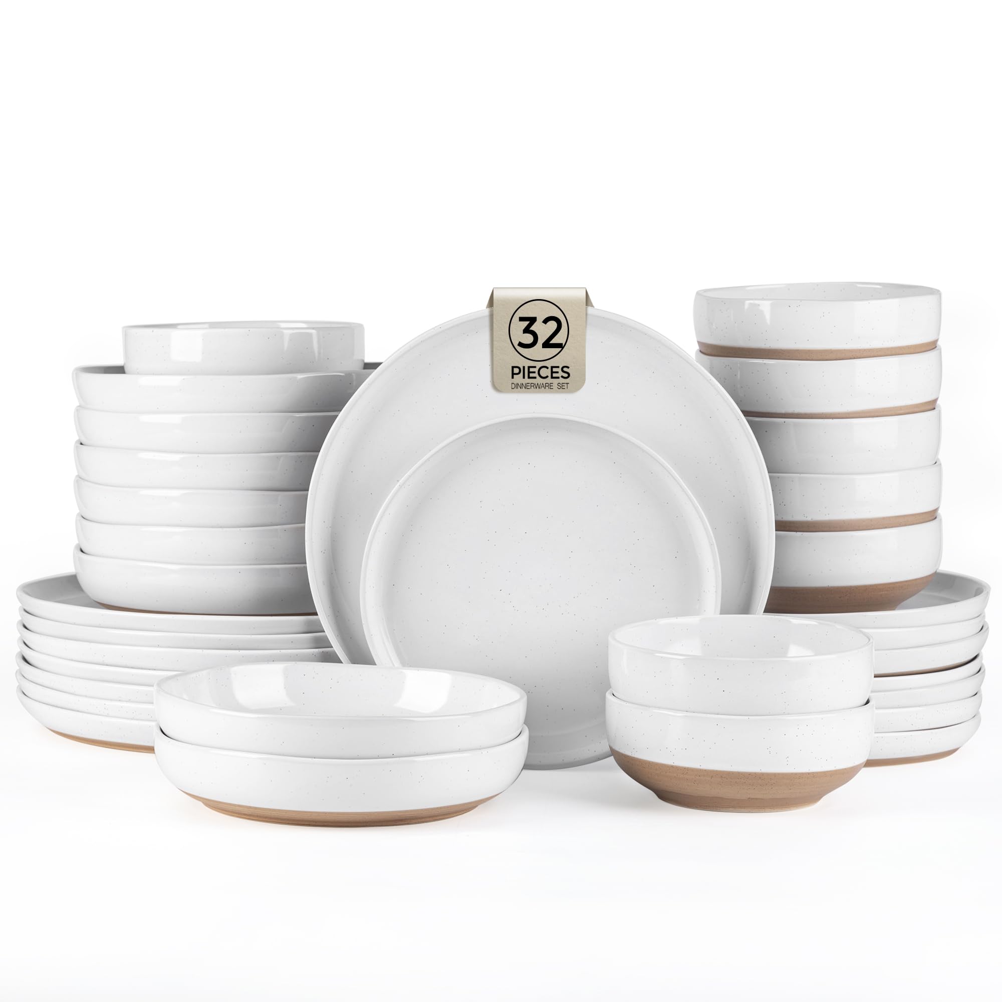 AmorArc Dinnerware Sets for 8, 32 Pieces Ceramic Plates and Bowls Set