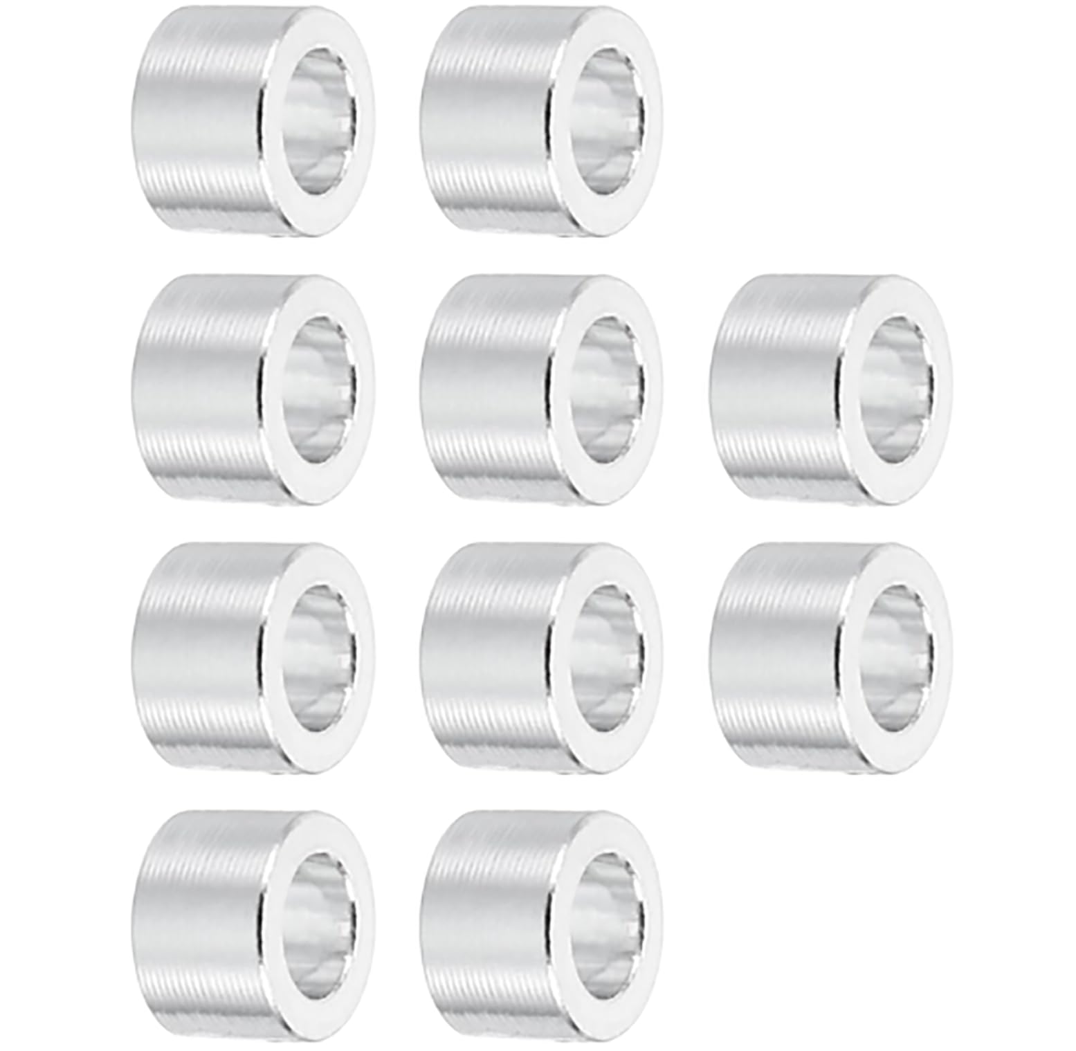 TOP-VIGOR 10Pcs M3 Aluminum Spacer, 3.1mm ID x 5mm OD x 4mm Length Metal Spacer, Round Plain Finish Spacer Screw Standoff Bushing for M3 Screws Bolts and Rods