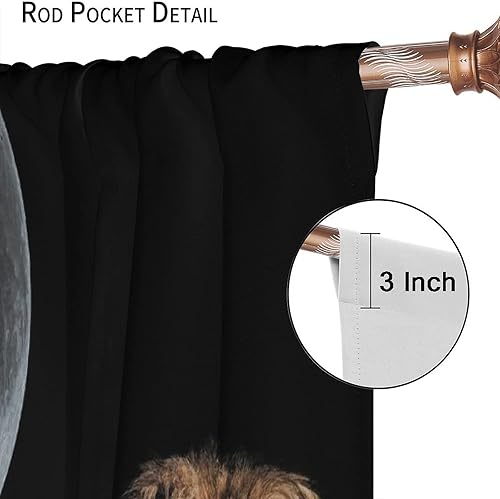 Miniatura 5 de Cortinas de león, luna brillante, pareja, león 3D, tratamientos de ventana de vida silvestre, sala de estar, dormitorio, cortinas opacas