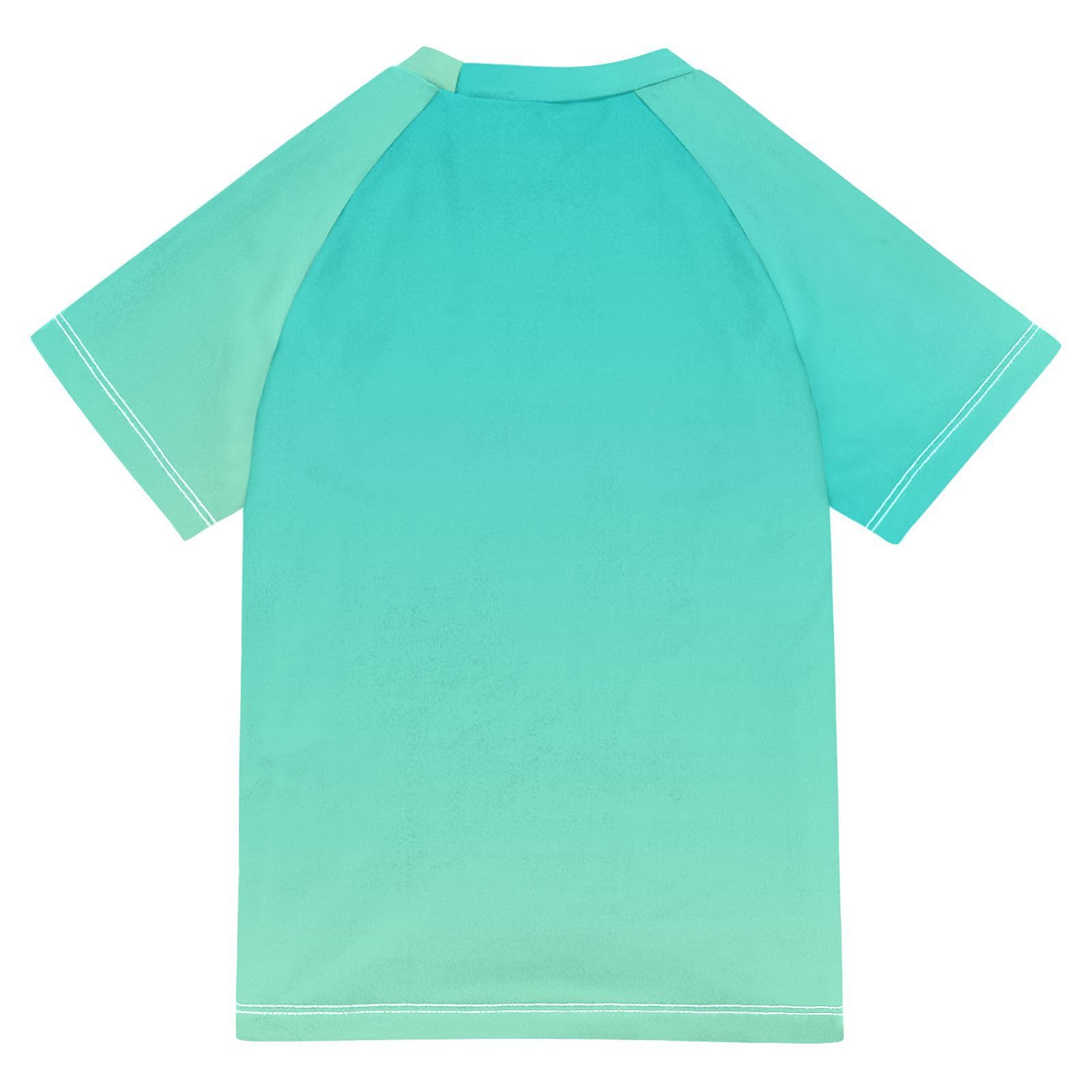 Boy Bathing Suit Short Sleeve Rash Guard for Girls 3T Turquoise Gradient