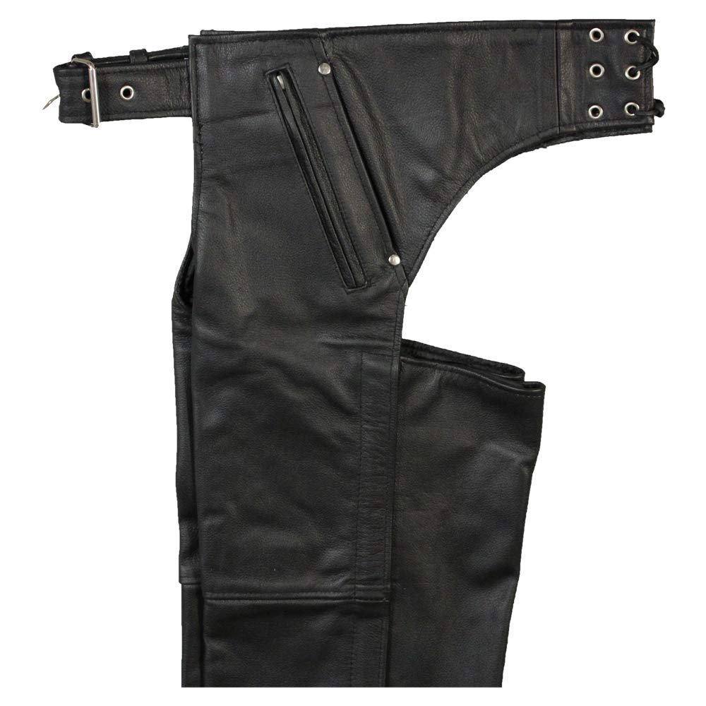 Men's Real Bikers Genuine Cowhide Leather Gay Chaps (Black, 42