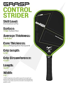 Warping Point Carbon Fiber Pickleball Paddle | Endura Friction Surface For Maximum Spin | Multi-Layer Carbon Fiber Edgeless Design | Long Handle for Two-Handed Backhands | Polypropylene Honeycomb Core