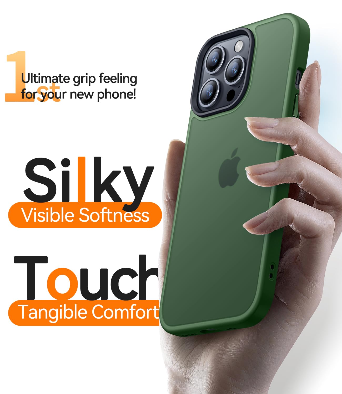 CANSHN Cover Opaca per iPhone 14 Pro(6,1 Pollici), Custodia Traslucida Opaca Protettiva Sottile Antiurto - Verde Scuro