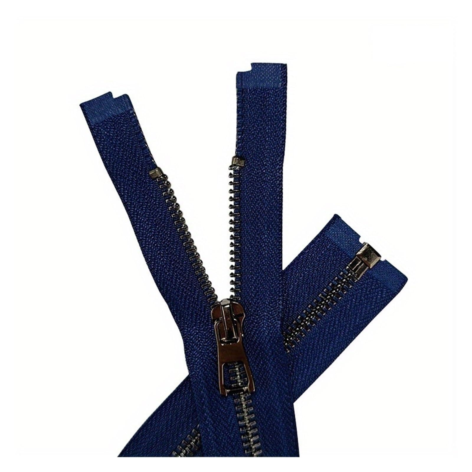 10pcs 40-80cm Metal Zipper Y Teeth Single Open Tail Lock Clothing Accessories Zipper(Cyan-10pcs,70cm)